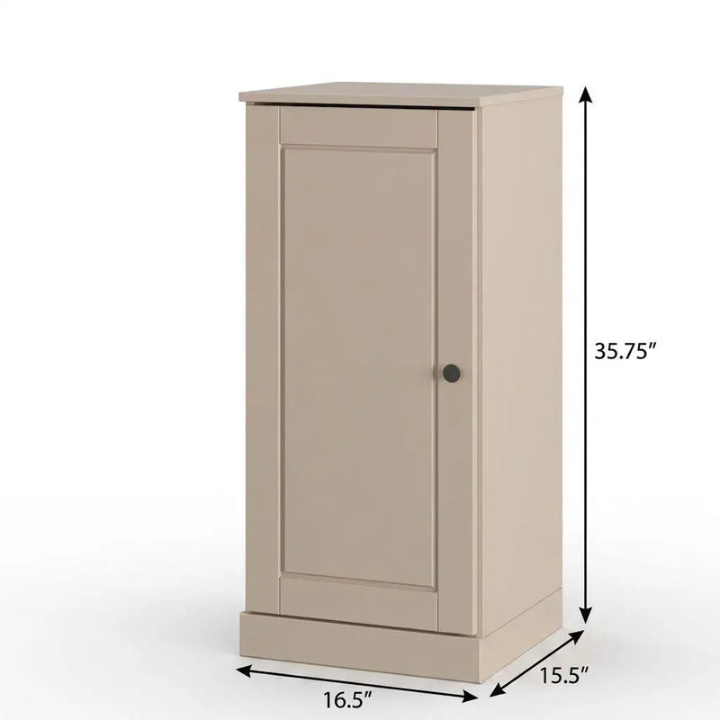 17" Beige Solid Wood Free Standing Single Door Linen Cabinet Homeroots Organization