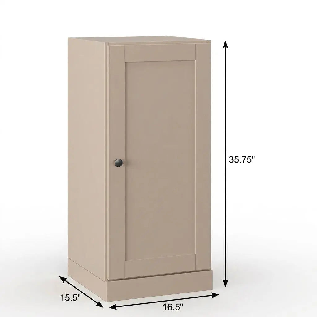 17" Beige Solid Wood Free Standing Single Door Linen Cabinet Homeroots Organization