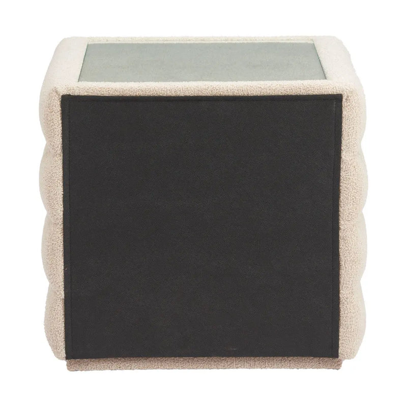 17" Beige Wood Square Woven Texture Two Drawer Nightstand Homeroots Bed & Bath