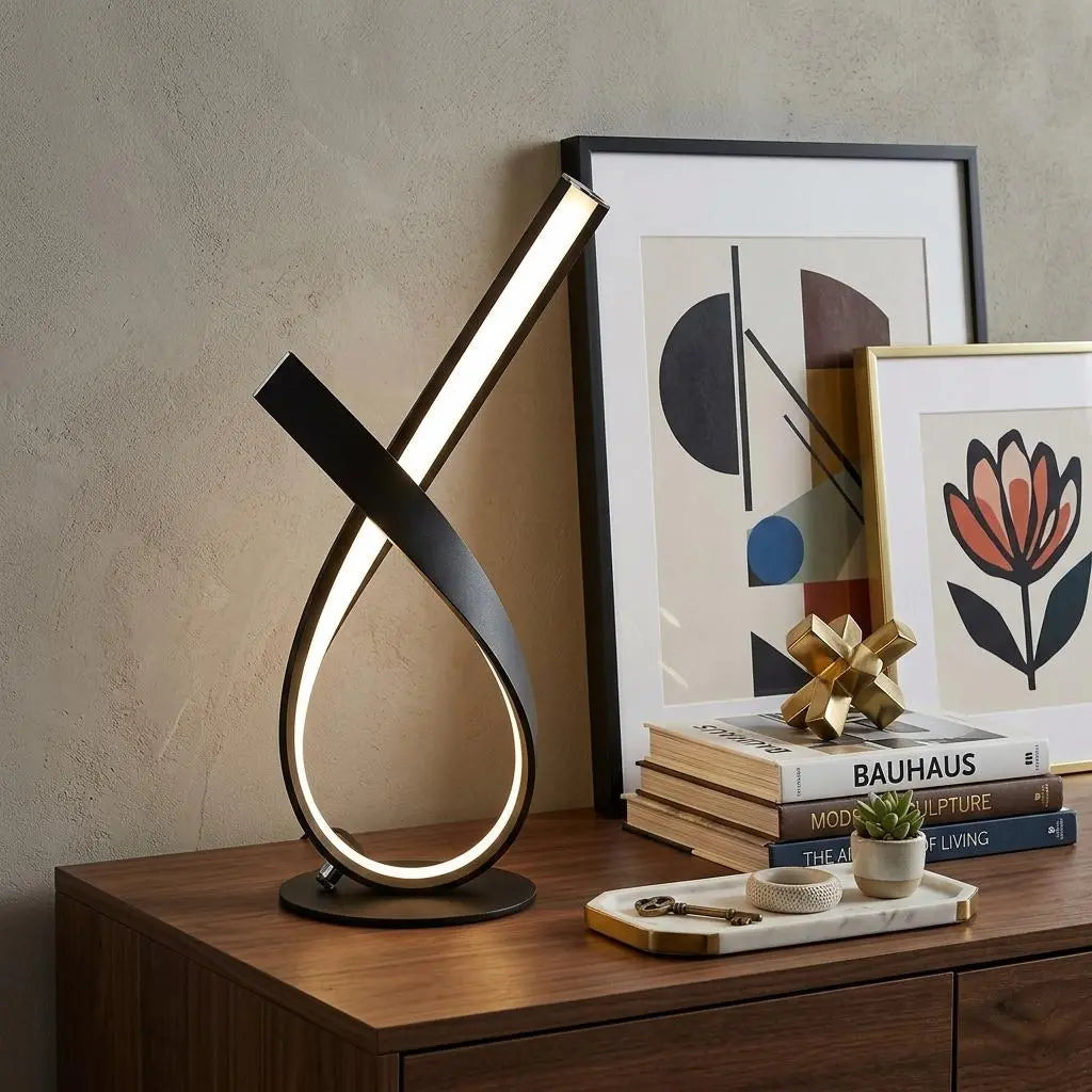 17" Black Bedside Led Table Lamp Homeroots Lighting