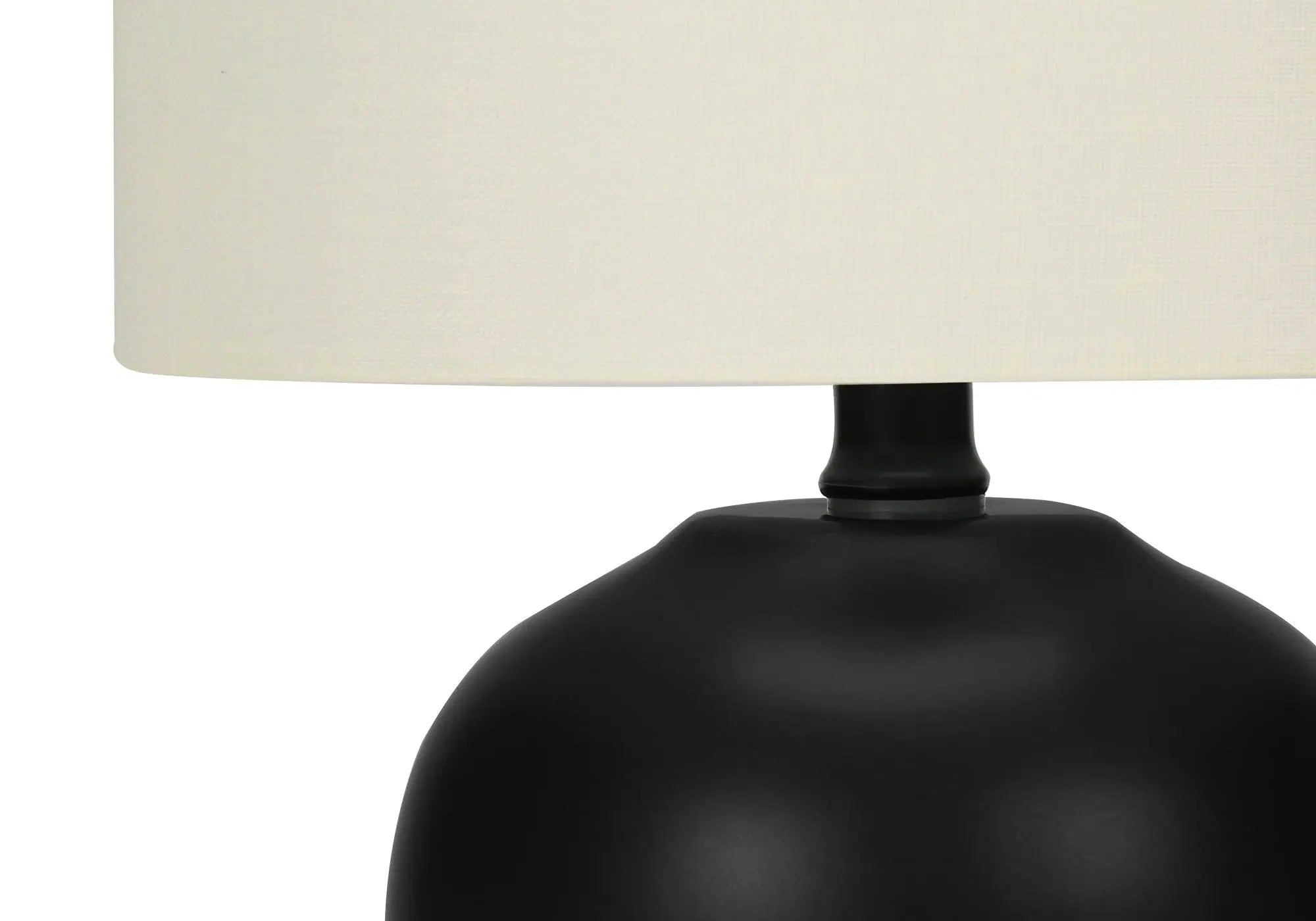 17" Black Ceramic Round Table Lamp With Ivory Drum Shade Homeroots Lighting