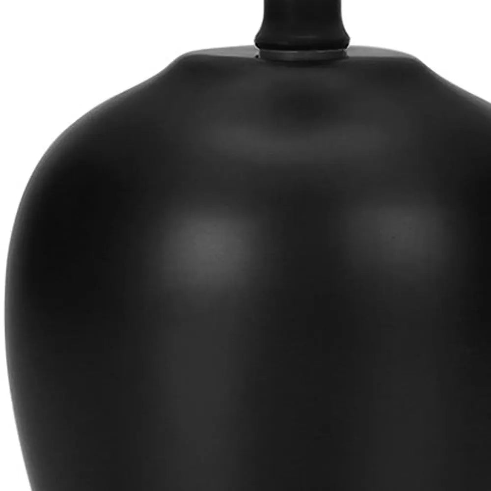 17" Black Ceramic Round Table Lamp With Ivory Drum Shade Homeroots Lighting