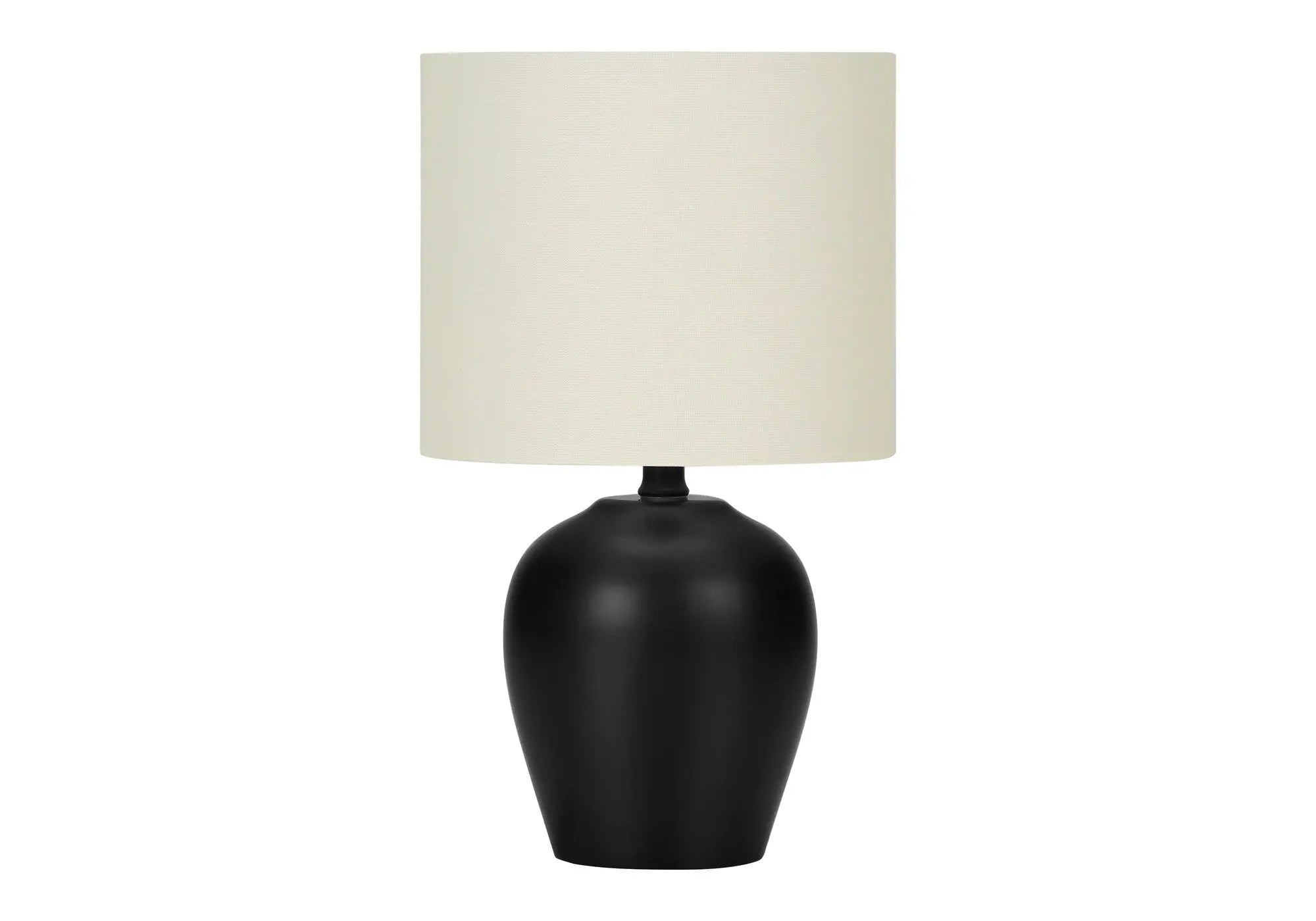 17" Black Ceramic Round Table Lamp With Ivory Drum Shade Homeroots Lighting