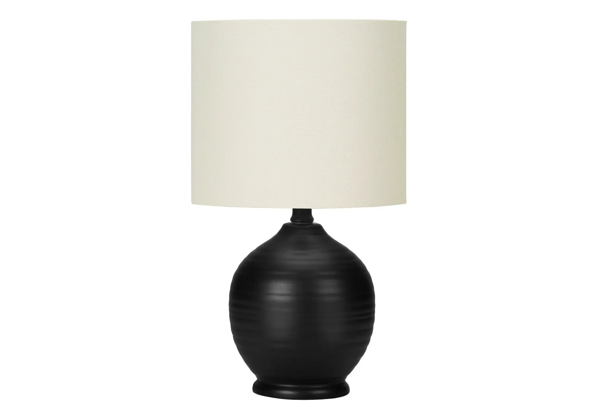 17" Black Ceramic Round Table Lamp With Ivory Drum Shade Homeroots Lighting