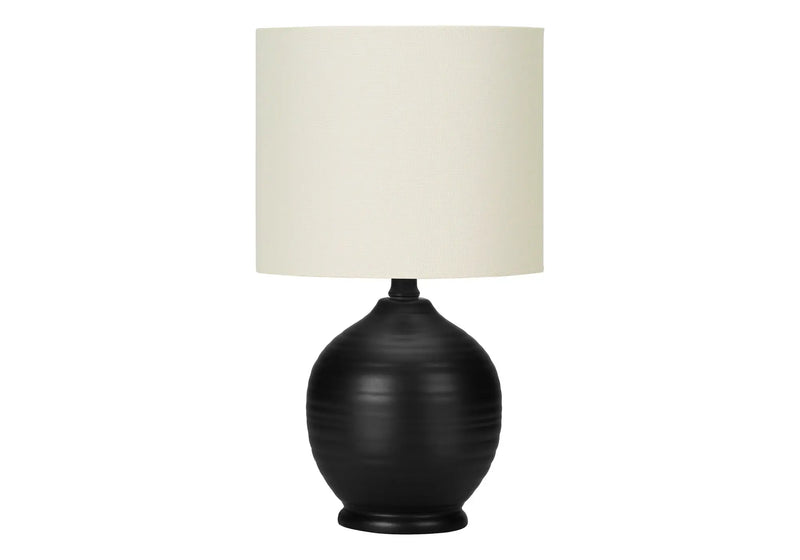 17" Black Ceramic Round Table Lamp With Ivory Drum Shade Homeroots Lighting