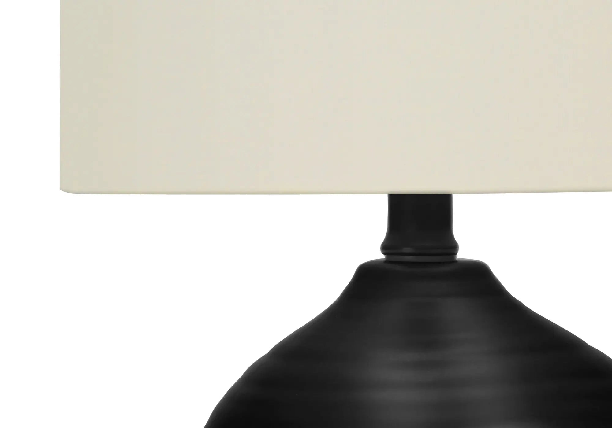 17" Black Ceramic Round Table Lamp With Ivory Drum Shade Homeroots Lighting