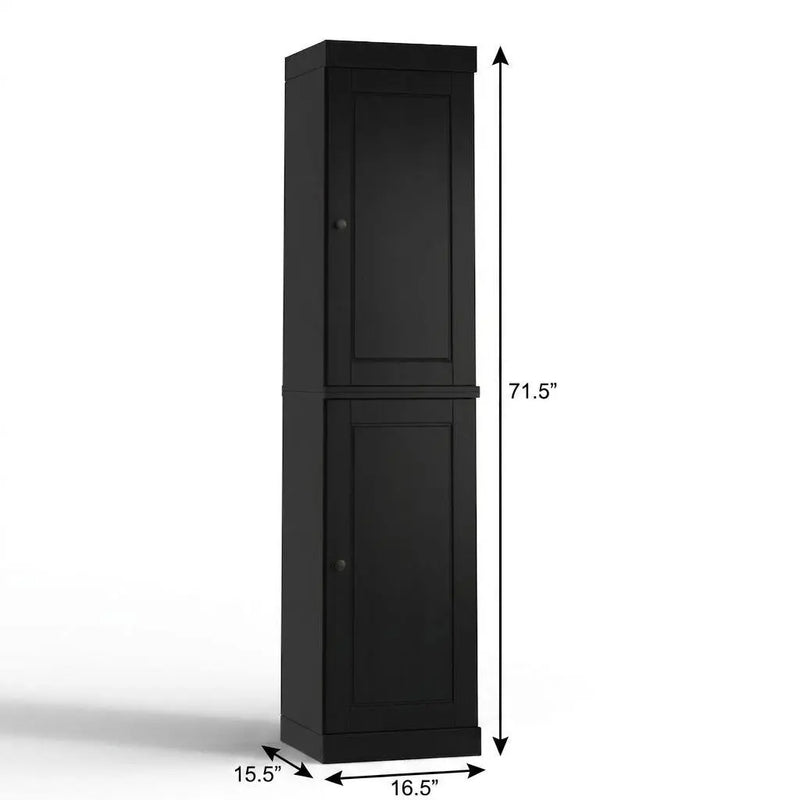 17" Black Solid Wood Free Standing Double Door Linen Cabinet Homeroots Organization