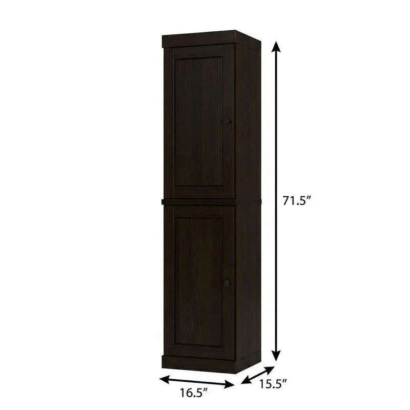 17" Black Solid Wood Free Standing Double Door Linen Cabinet Homeroots Organization