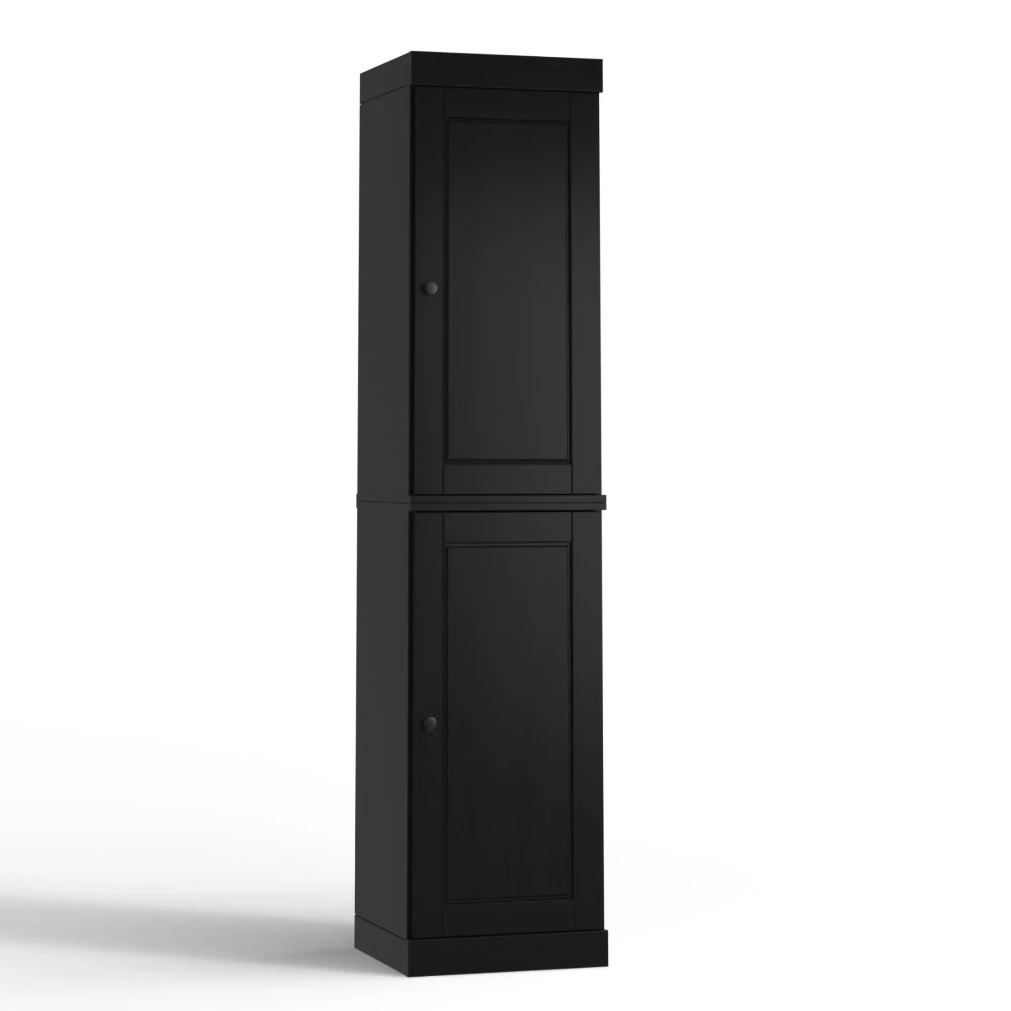 17" Black Solid Wood Free Standing Double Door Linen Cabinet Homeroots Organization