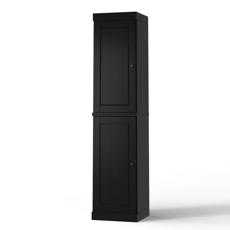 17" Black Solid Wood Free Standing Double Door Linen Cabinet Homeroots Organization