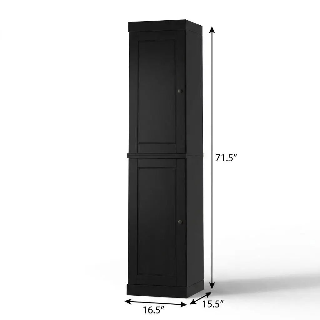 17" Black Solid Wood Free Standing Double Door Linen Cabinet Homeroots Organization