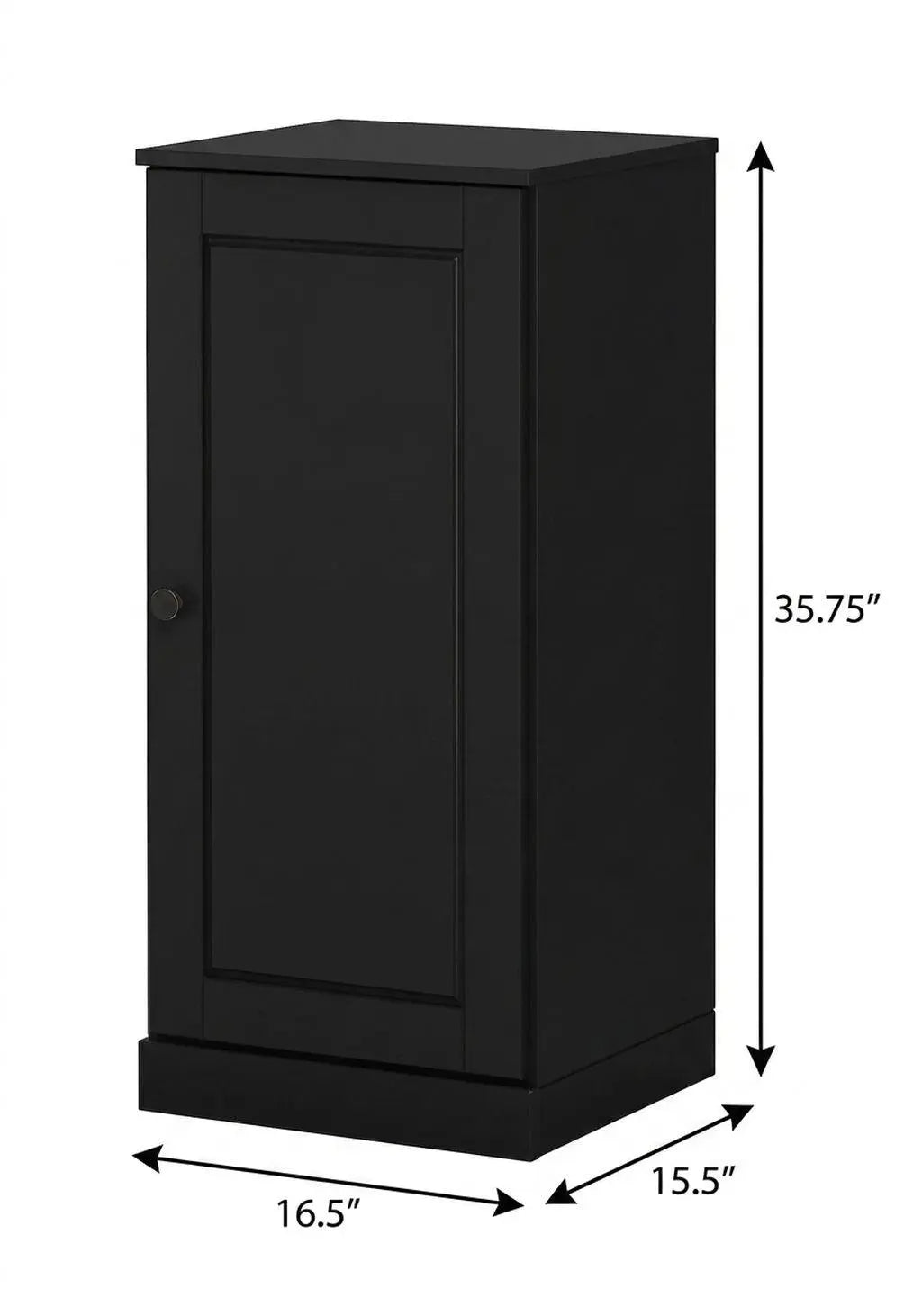 17" Black Solid Wood Free Standing Single Door Linen Cabinet Homeroots Organization
