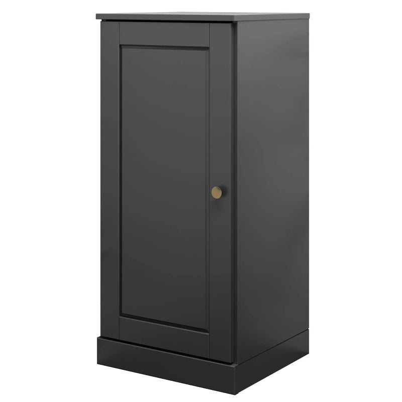 17" Black Solid Wood Free Standing Single Door Linen Cabinet Homeroots Organization