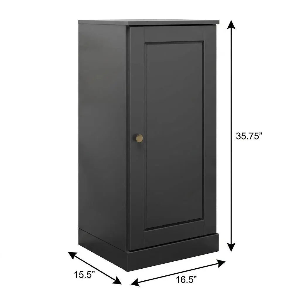 17" Black Solid Wood Free Standing Single Door Linen Cabinet Homeroots Organization