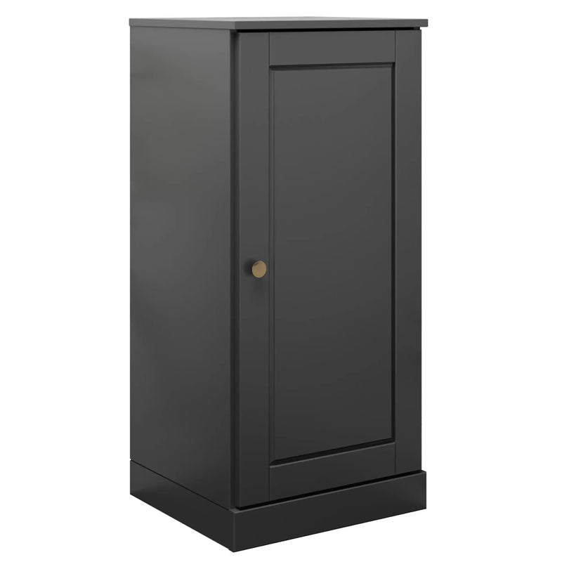 17" Black Solid Wood Free Standing Single Door Linen Cabinet Homeroots Organization