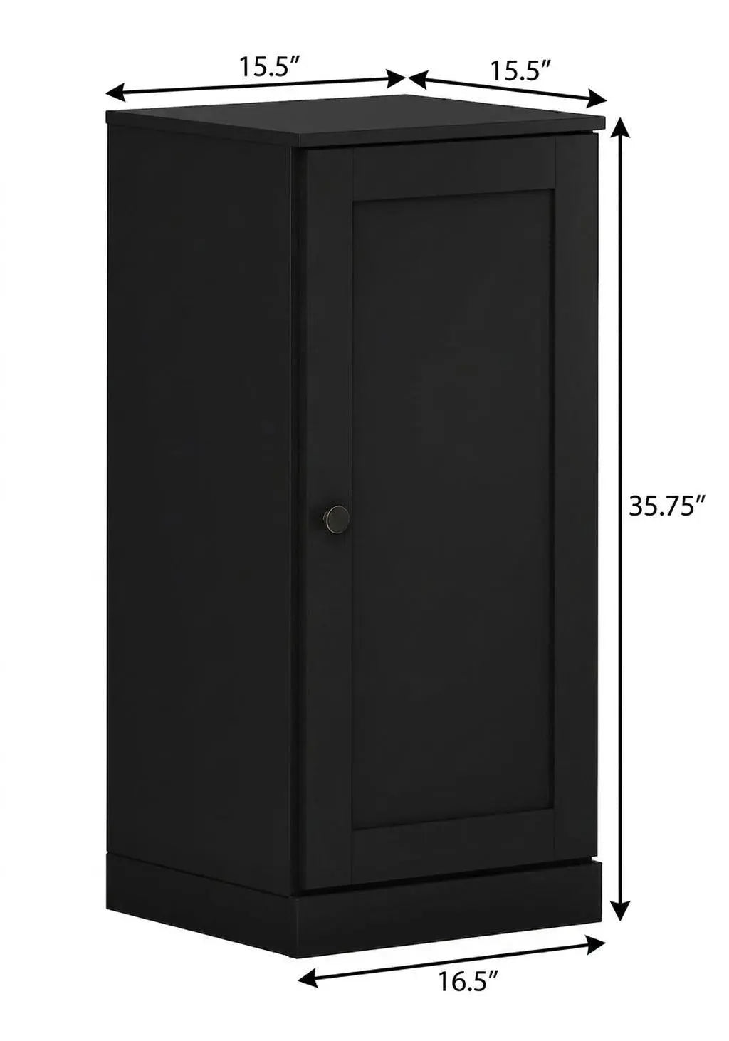 17" Black Solid Wood Free Standing Single Door Linen Cabinet Homeroots Organization