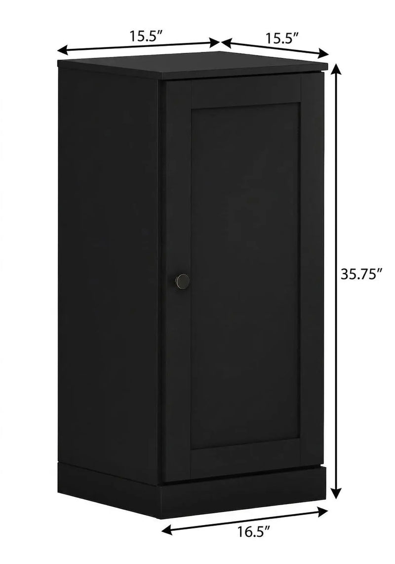 17" Black Solid Wood Free Standing Single Door Linen Cabinet Homeroots Organization