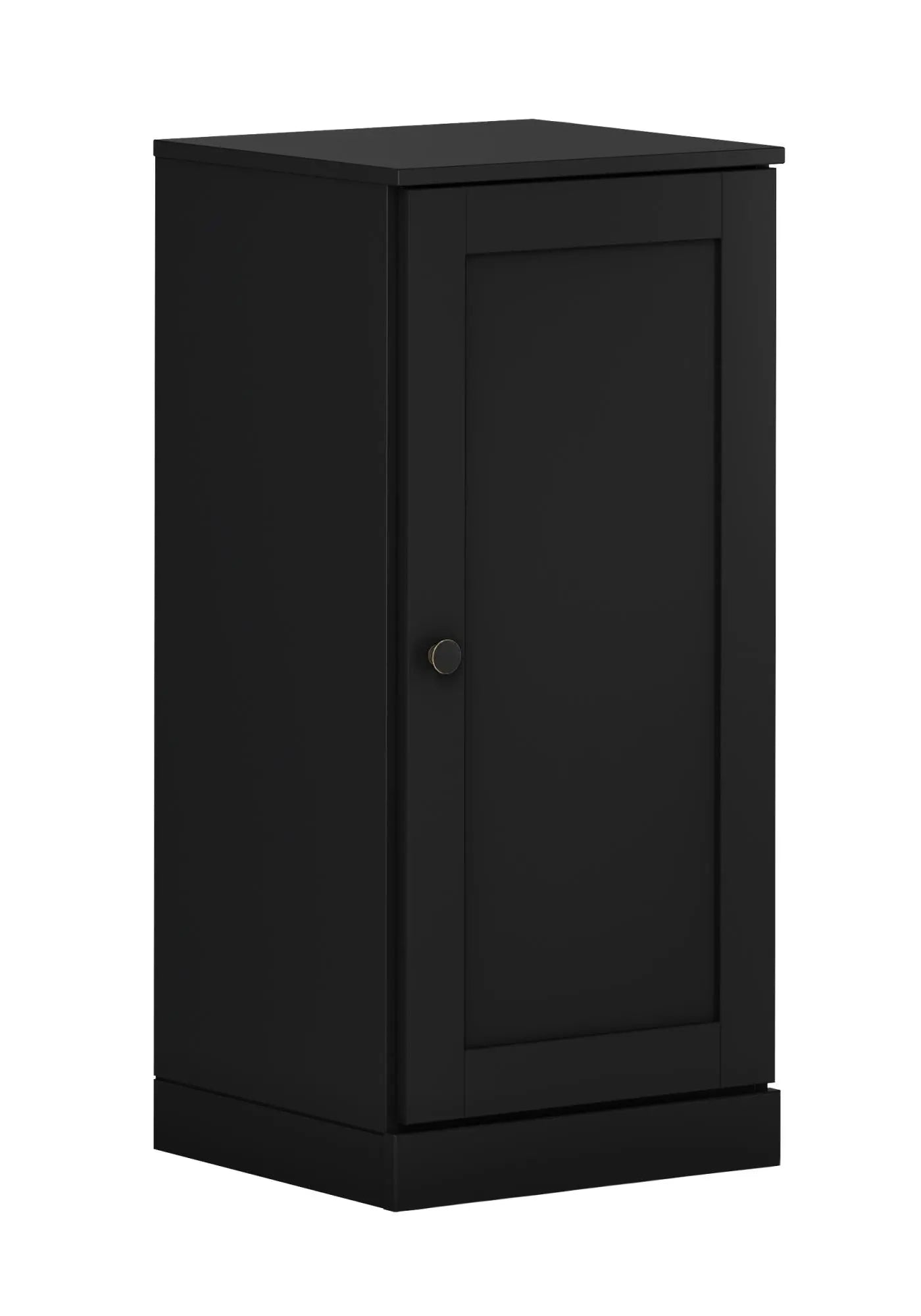 17" Black Solid Wood Free Standing Single Door Linen Cabinet Homeroots Organization
