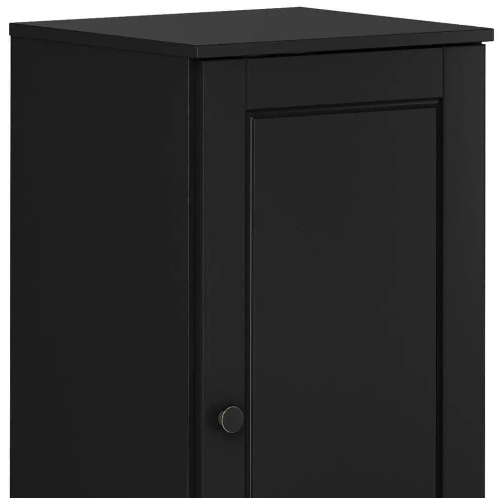 17" Black Solid Wood Free Standing Single Door Linen Cabinet Homeroots Organization