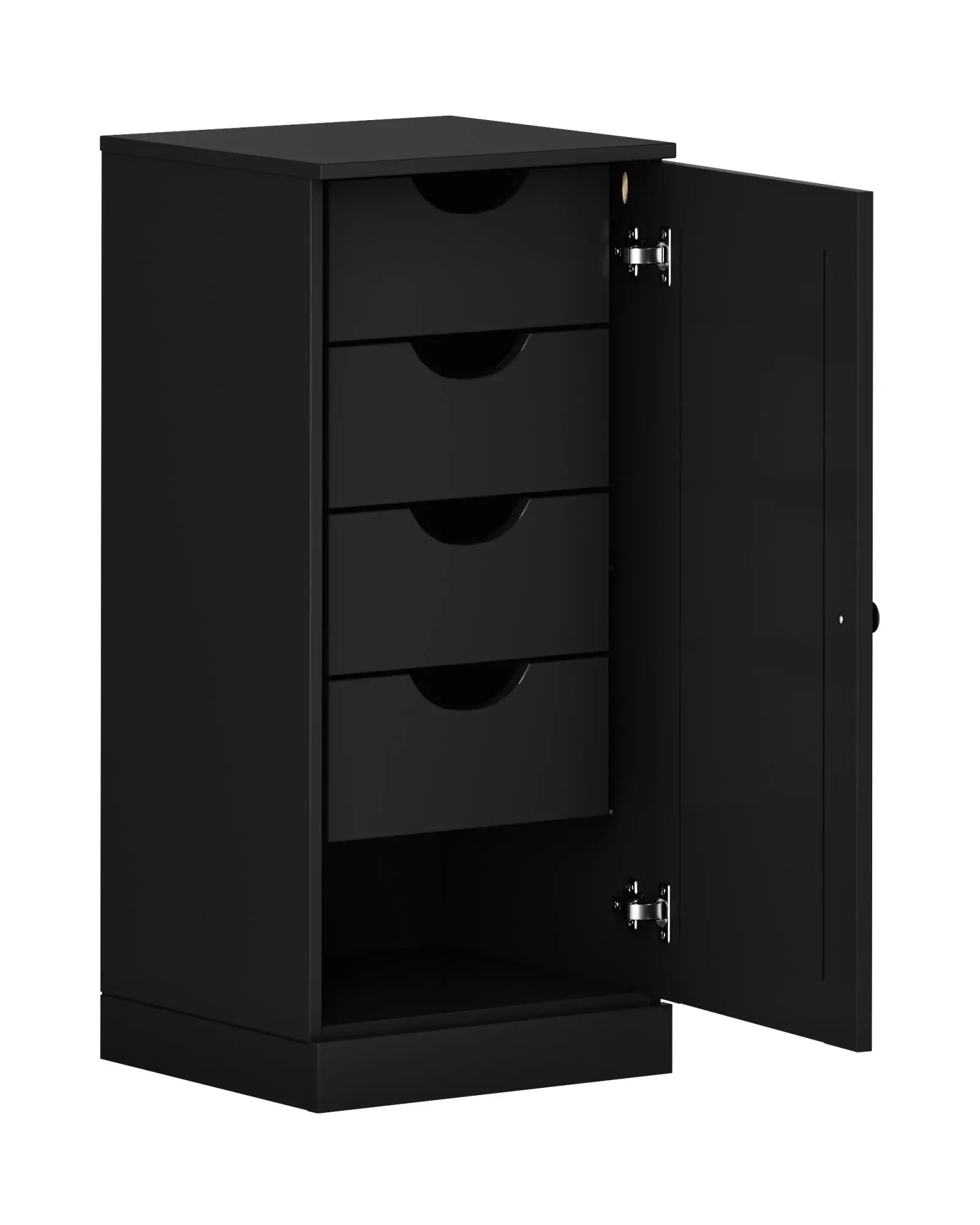 17" Black Solid Wood Free Standing Single Door Linen Cabinet Homeroots Organization