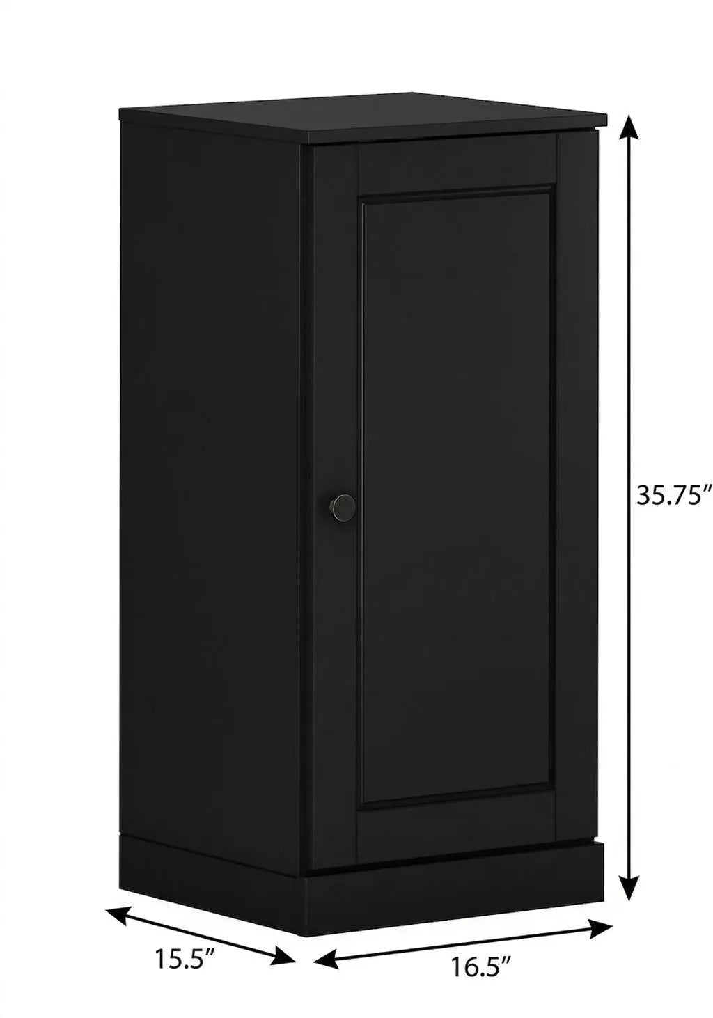 17" Black Solid Wood Free Standing Single Door Linen Cabinet Homeroots Organization