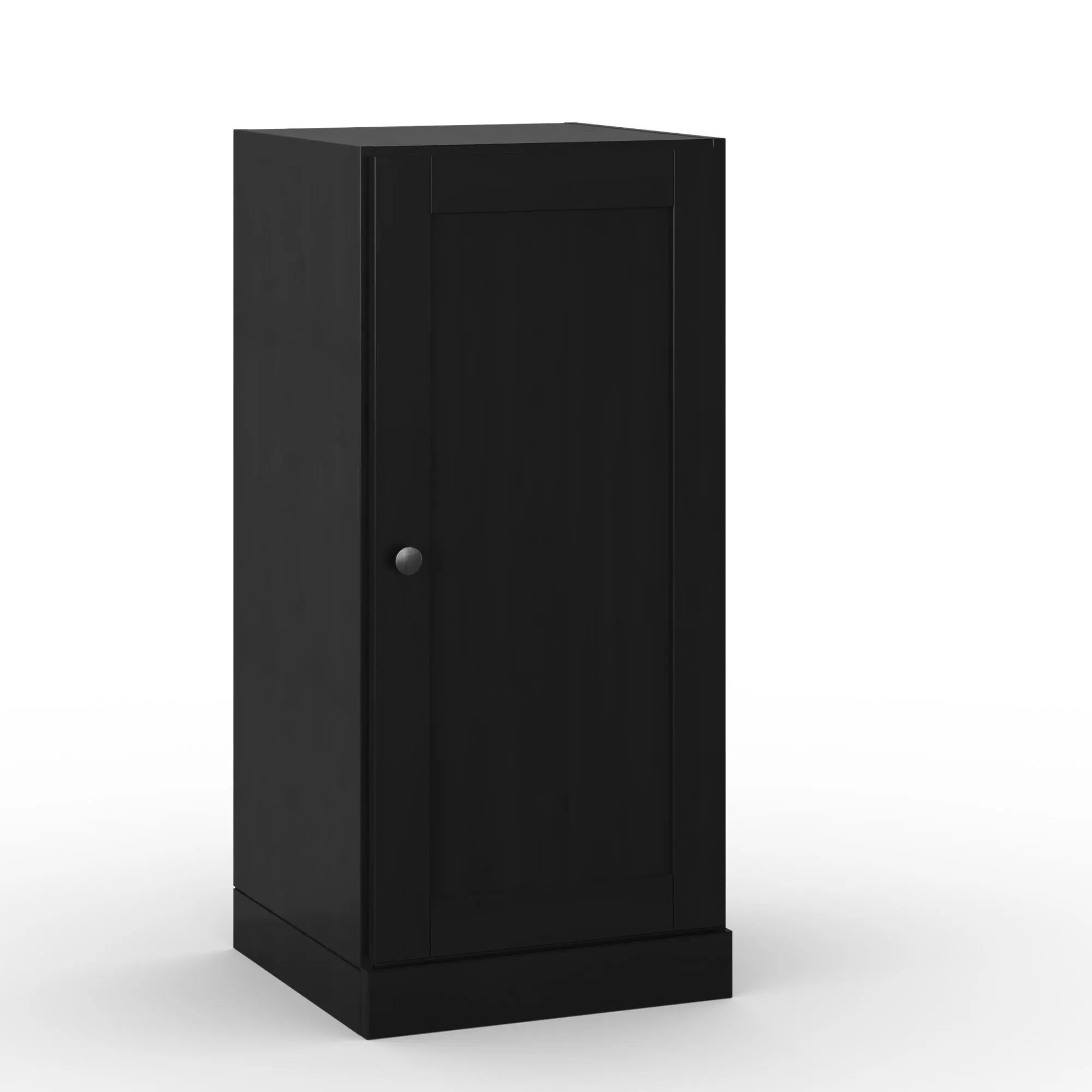 17" Black Solid Wood Free Standing Single Door Linen Cabinet Homeroots Organization