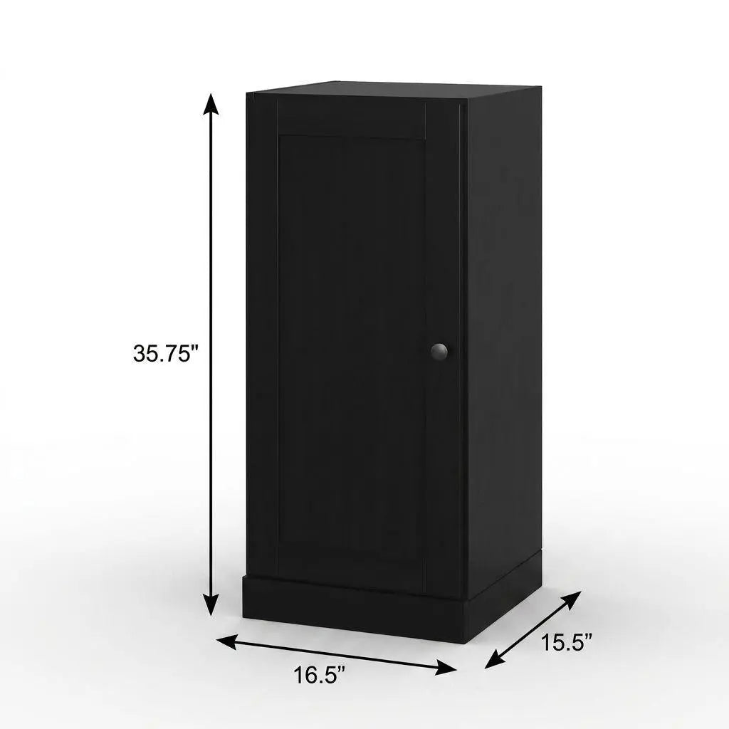 17" Black Solid Wood Free Standing Single Door Linen Cabinet Homeroots Organization