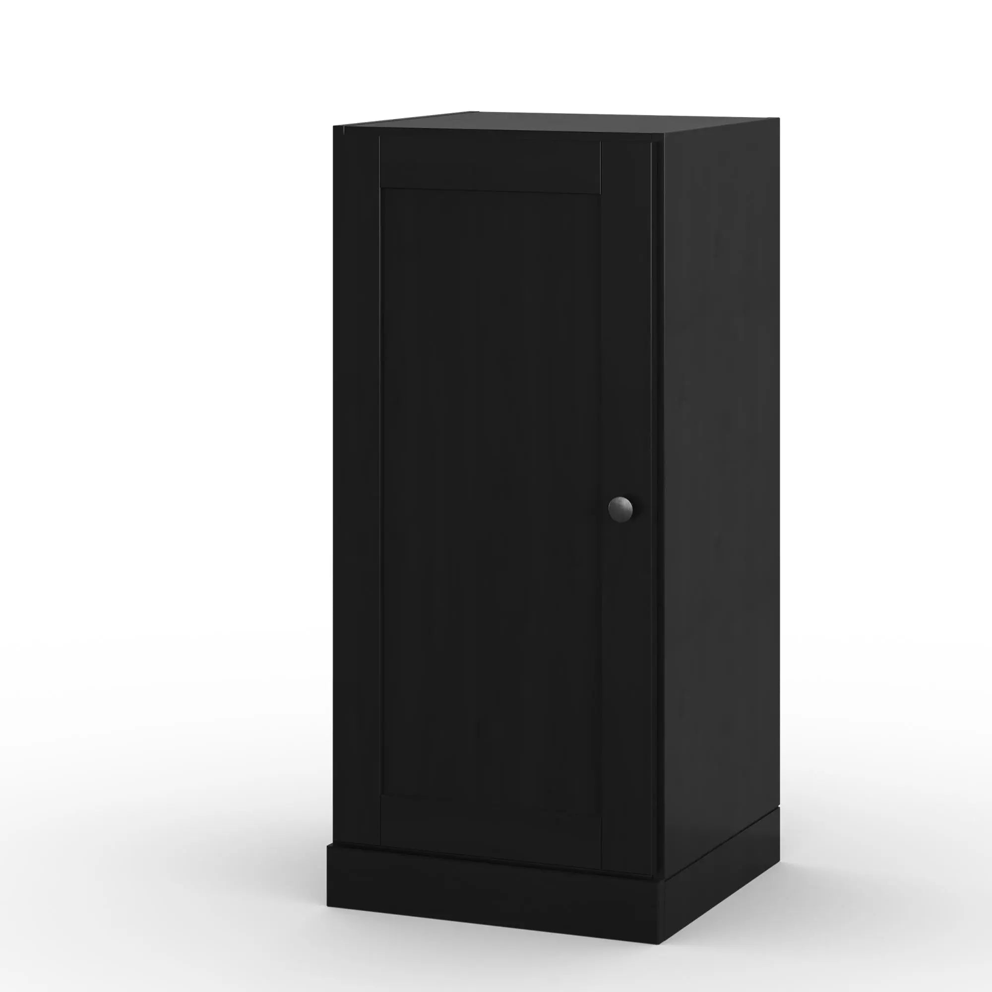 17" Black Solid Wood Free Standing Single Door Linen Cabinet Homeroots Organization