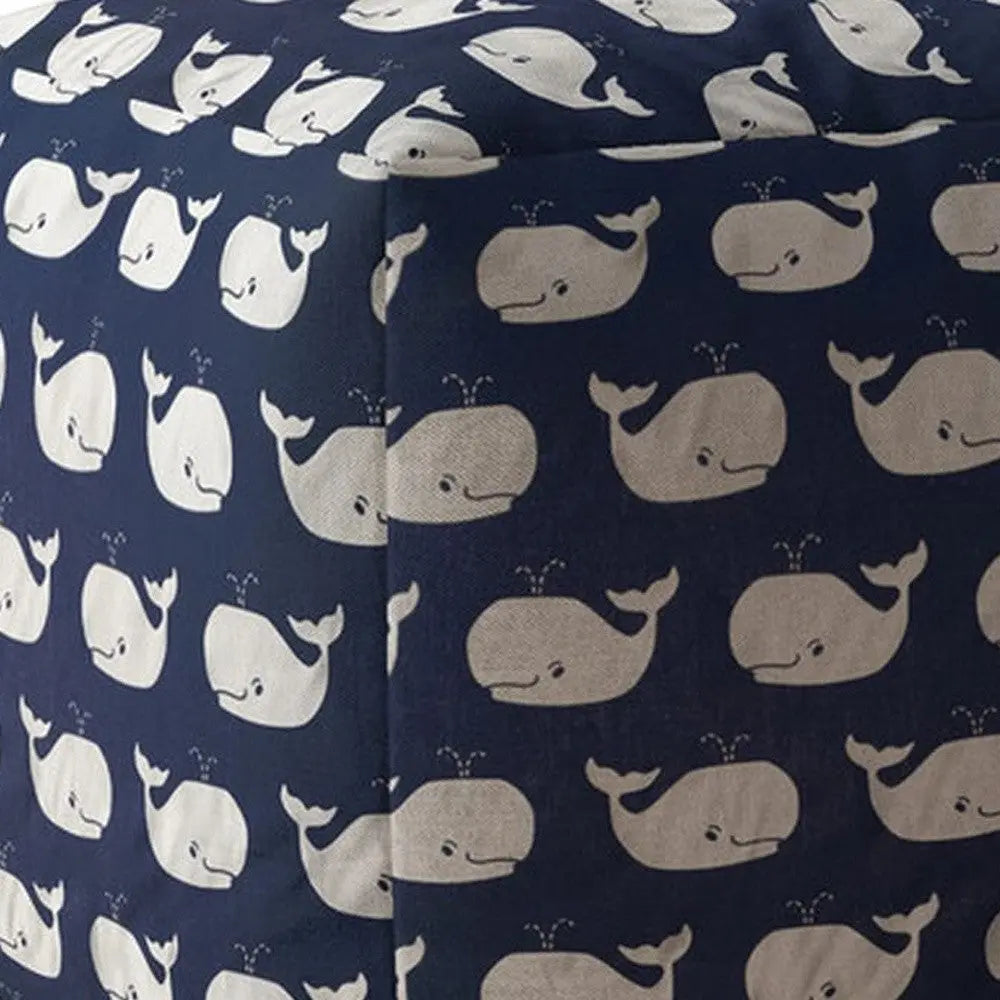17" Blue Twill Whale Pouf Cover Homeroots Living Room