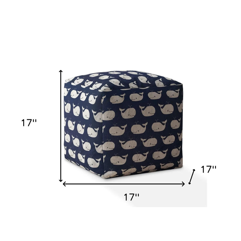 17" Blue Twill Whale Pouf Cover Homeroots Living Room