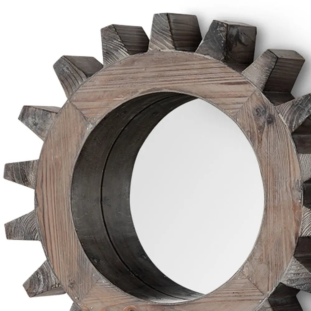 17" Brown Solid Wood Abstract Framed Accent Mirror Homeroots Bed & Bath