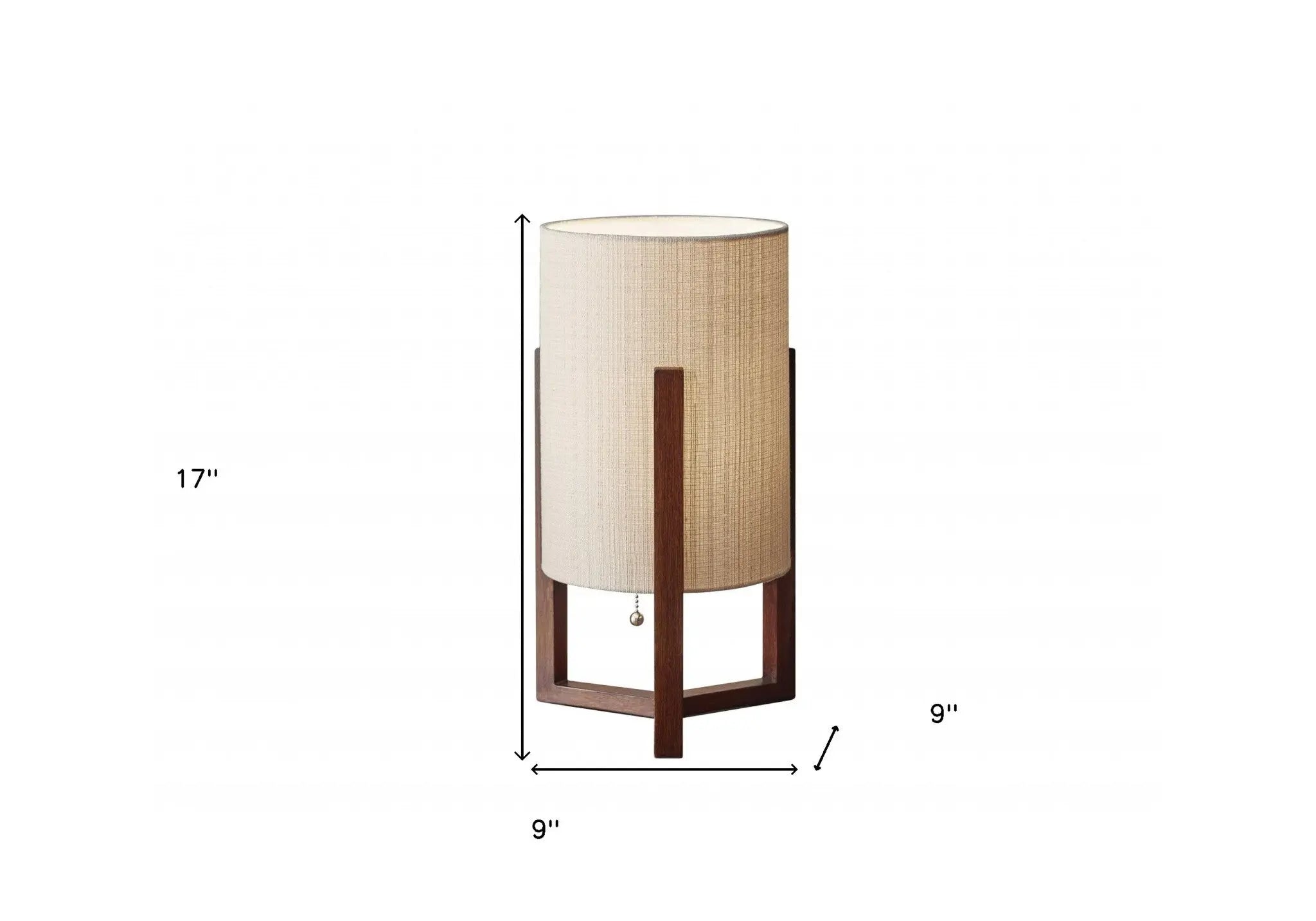 17" Brown Solid Wood Bedside Table Lamp With Natural Cylinder Shade Homeroots Lighting