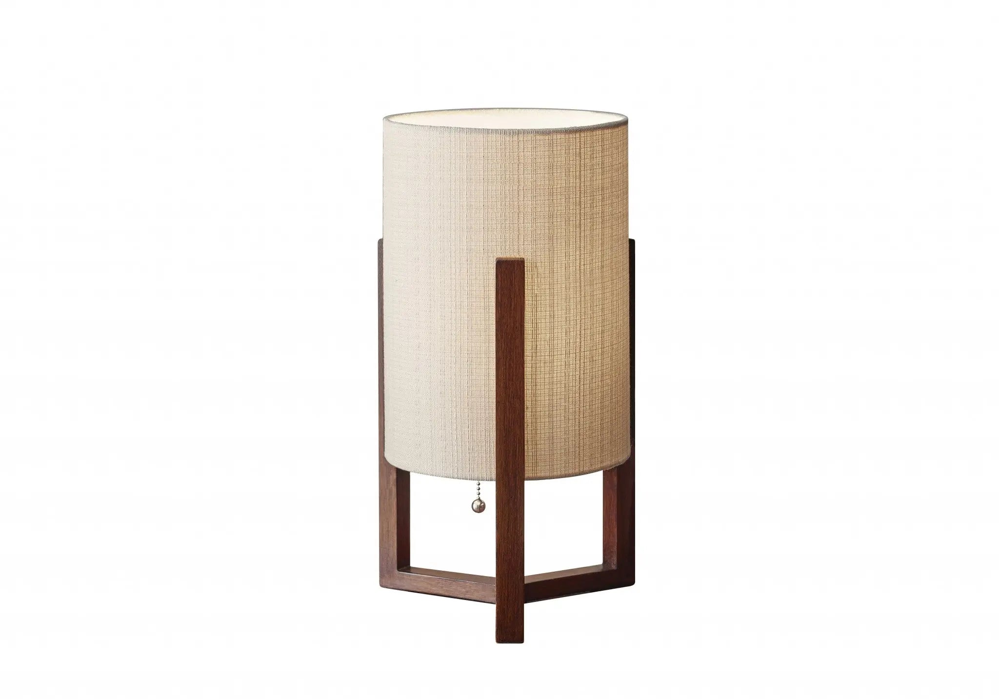 17" Brown Solid Wood Bedside Table Lamp With Natural Cylinder Shade Homeroots Lighting