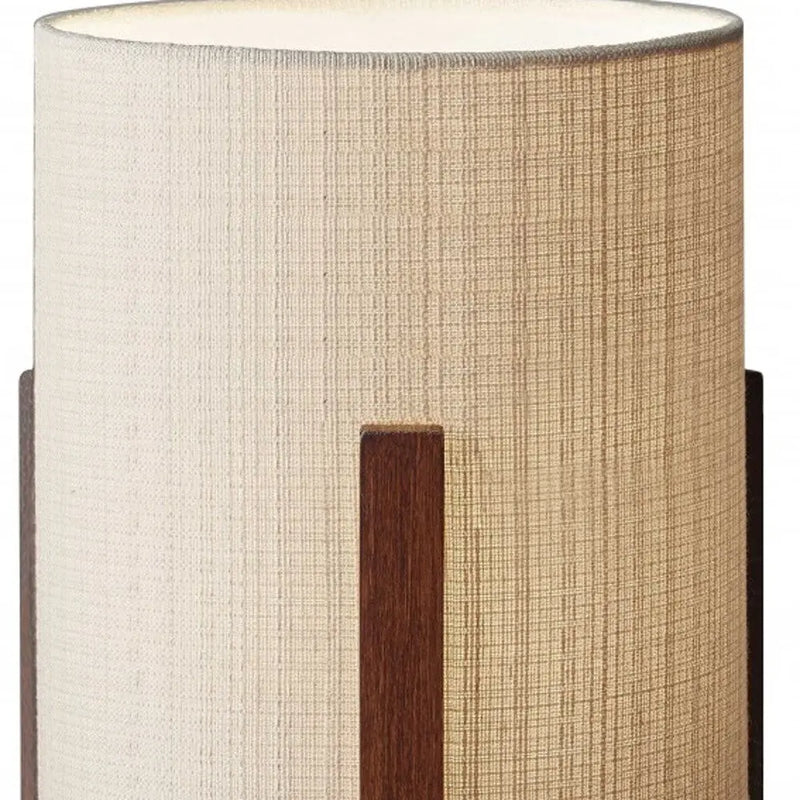 17" Brown Solid Wood Bedside Table Lamp With Natural Cylinder Shade Homeroots Lighting