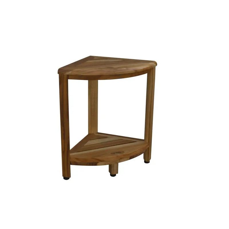 17" Brown Teak Corner Shower Bench With Shelf Homeroots Bed & Bath