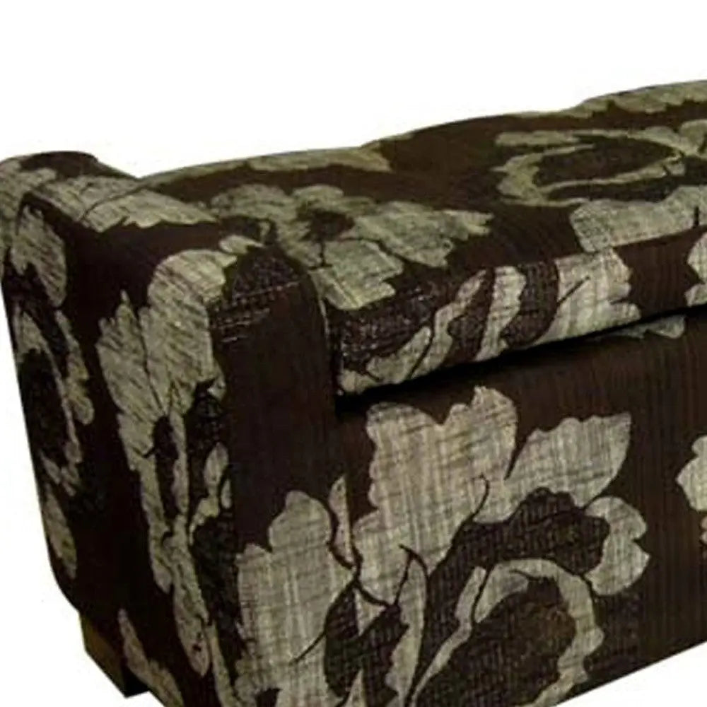 17" Brown and Champagne Solid Wood Upholstered Dining Bench Homeroots Living Room