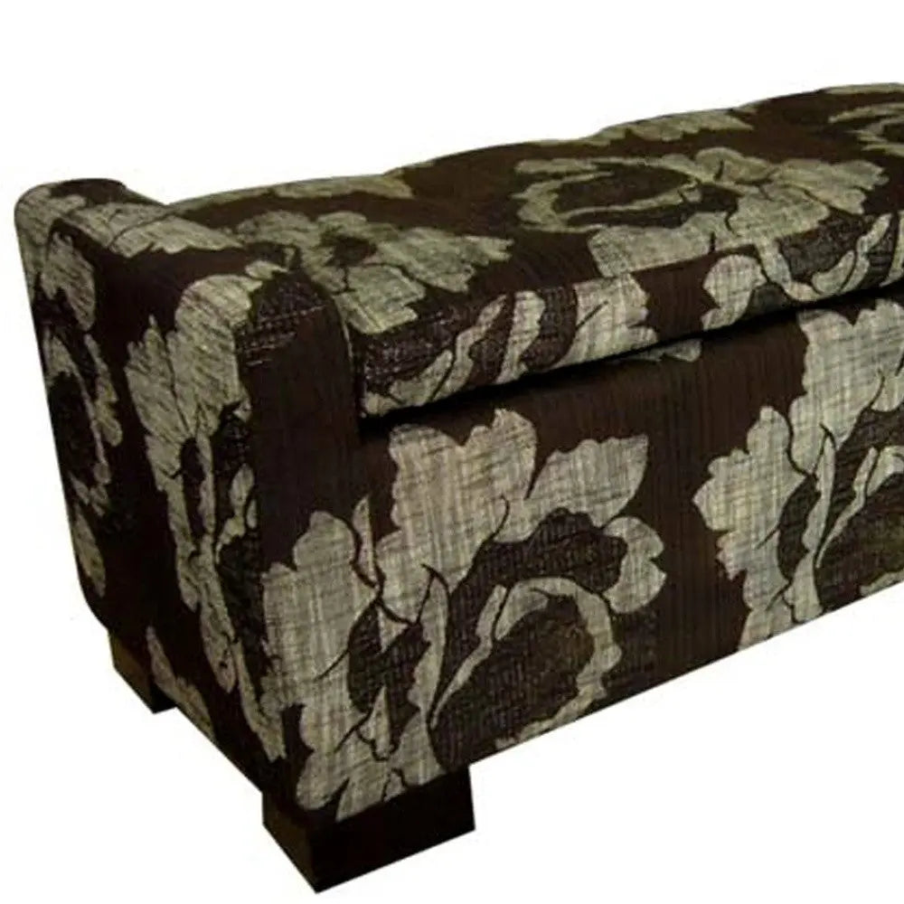 17" Brown and Champagne Solid Wood Upholstered Dining Bench Homeroots Living Room