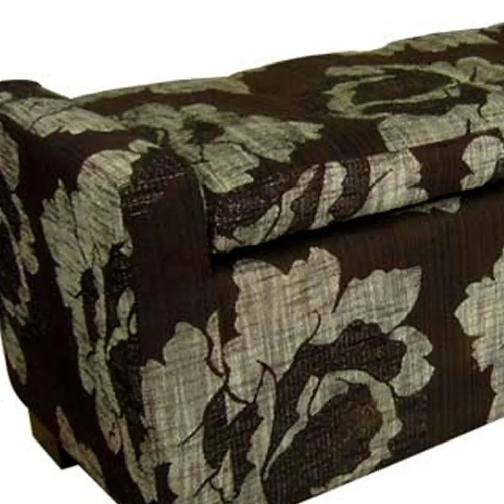 17" Brown and Champagne Solid Wood Upholstered Dining Bench Homeroots Living Room