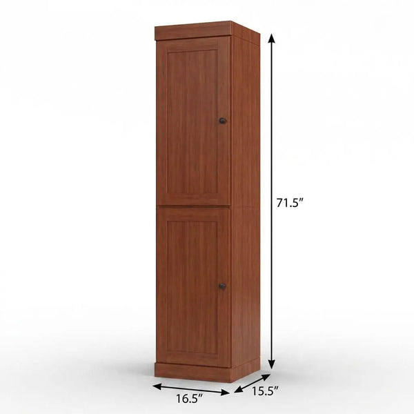 17" Coffee Solid Wood Free Standing Double Door Linen Cabinet Homeroots Organization