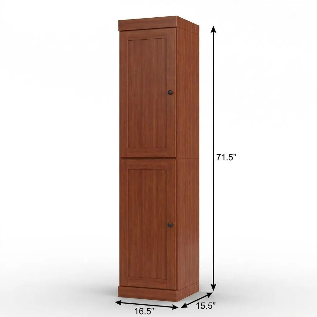 17" Coffee Solid Wood Free Standing Double Door Linen Cabinet Homeroots Organization