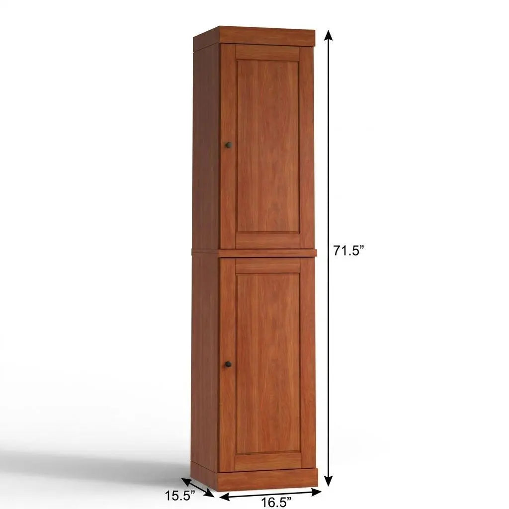 17" Coffee Solid Wood Free Standing Double Door Linen Cabinet Homeroots Organization