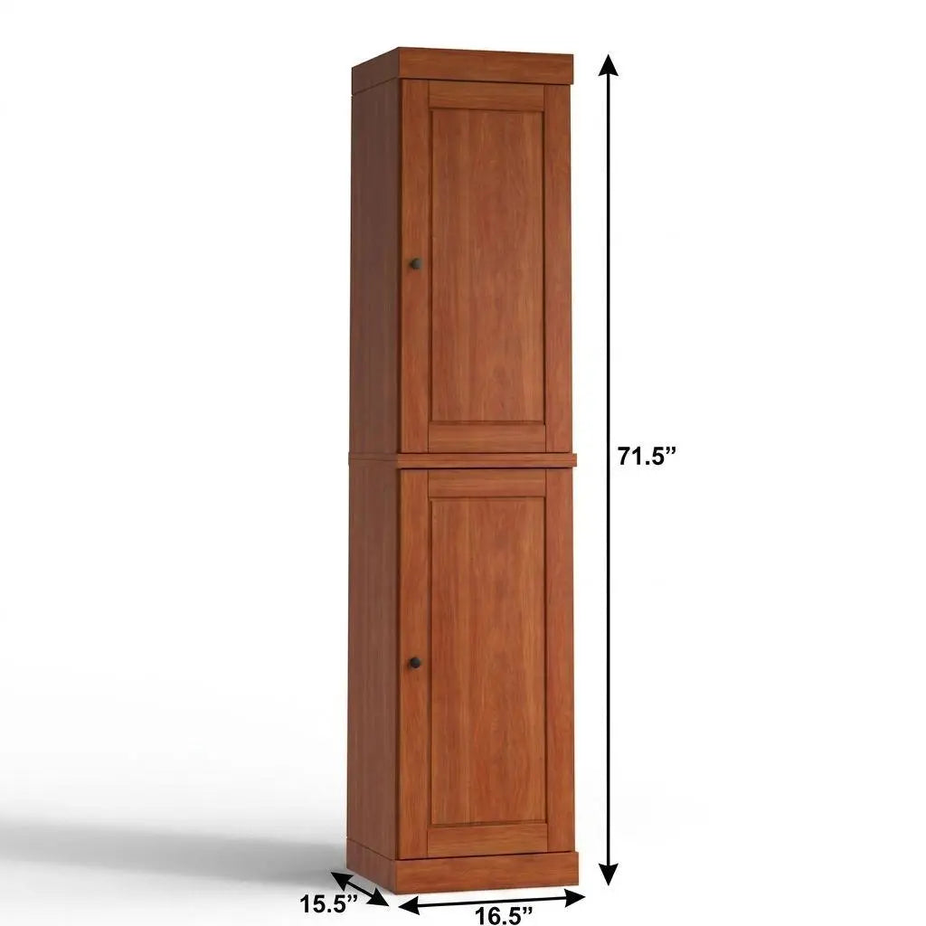 17" Coffee Solid Wood Free Standing Double Door Linen Cabinet Homeroots Organization