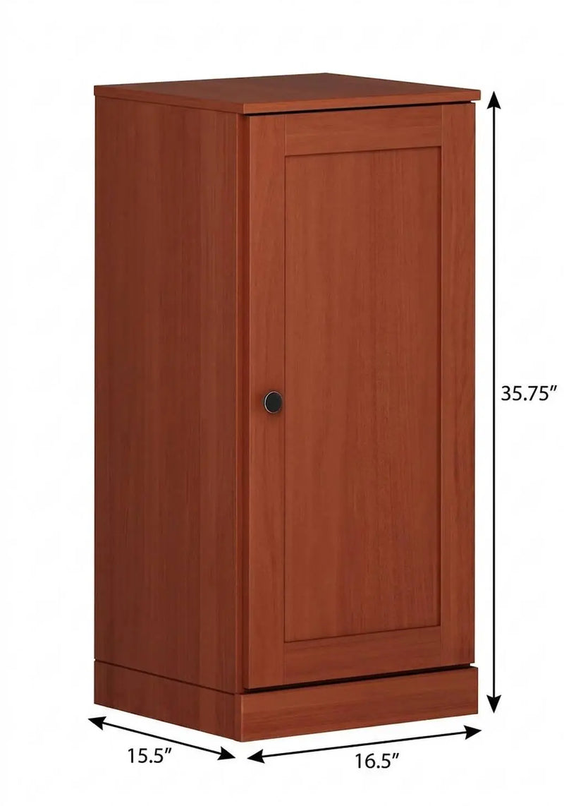 17" Coffee Solid Wood Free Standing Single Door Linen Cabinet Homeroots Organization