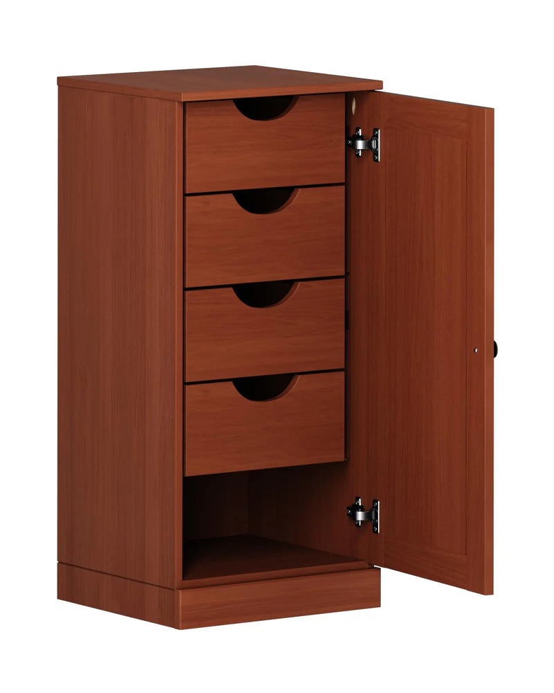 17" Coffee Solid Wood Free Standing Single Door Linen Cabinet Homeroots Organization