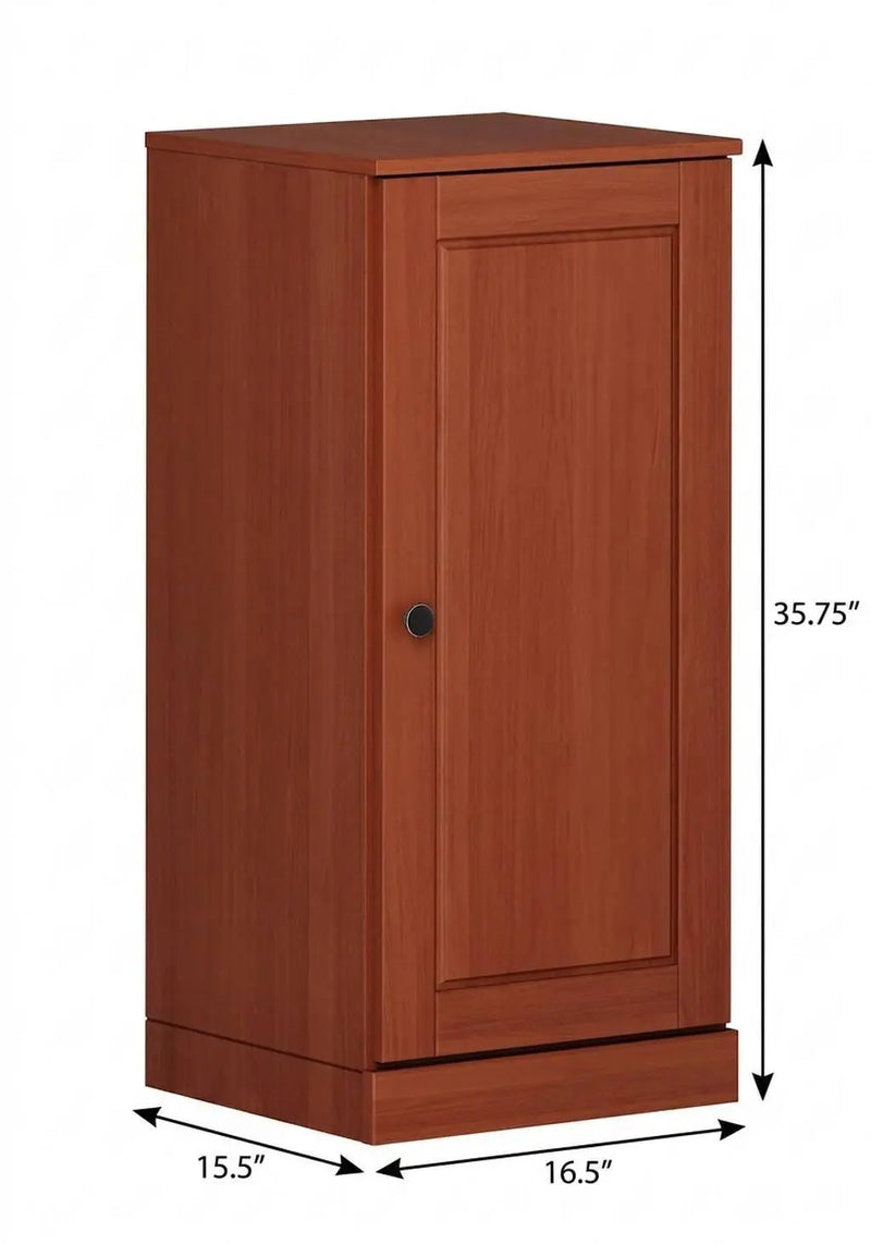 17" Coffee Solid Wood Free Standing Single Door Linen Cabinet Homeroots Organization