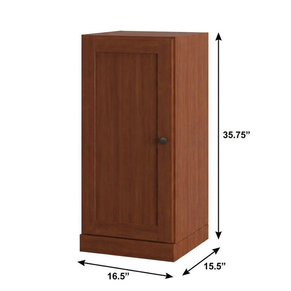 17" Coffee Solid Wood Free Standing Single Door Linen Cabinet Homeroots Organization