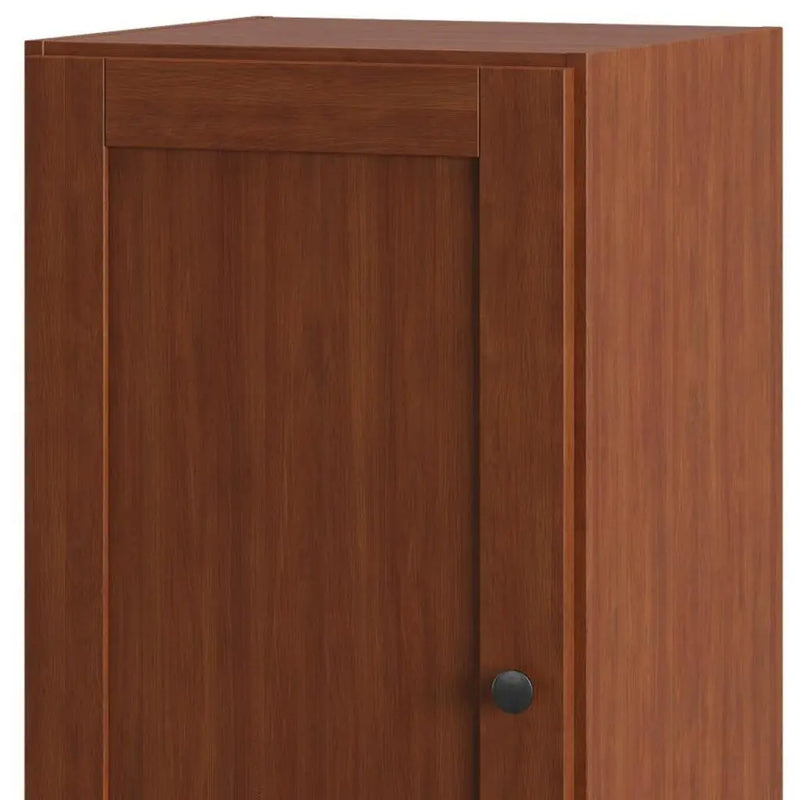 17" Coffee Solid Wood Free Standing Single Door Linen Cabinet Homeroots Organization