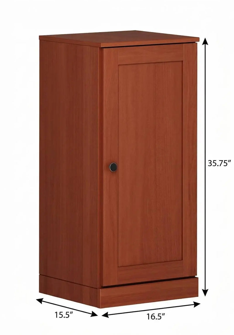 17" Coffee Solid Wood Free Standing Single Door Linen Cabinet Homeroots Organization