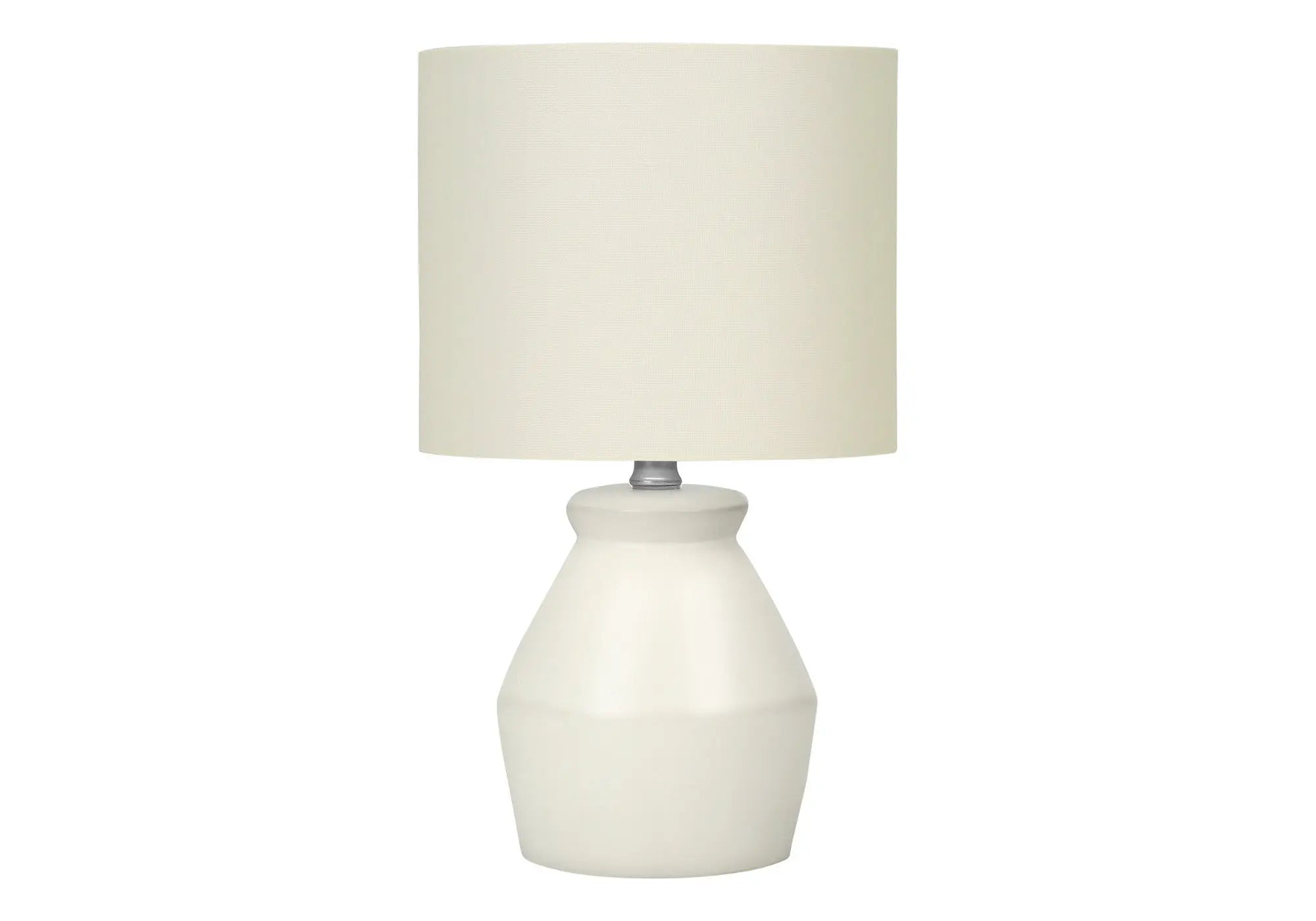 17" Cream Ceramic Geometric Table Lamp With Cream Drum Shade Homeroots Lighting