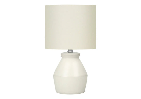 17" Cream Ceramic Geometric Table Lamp With Cream Drum Shade Homeroots Lighting